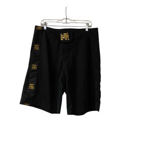 LUTA MMA Black Wresting Fighting Athletic Shorts Gold Accents Size Large